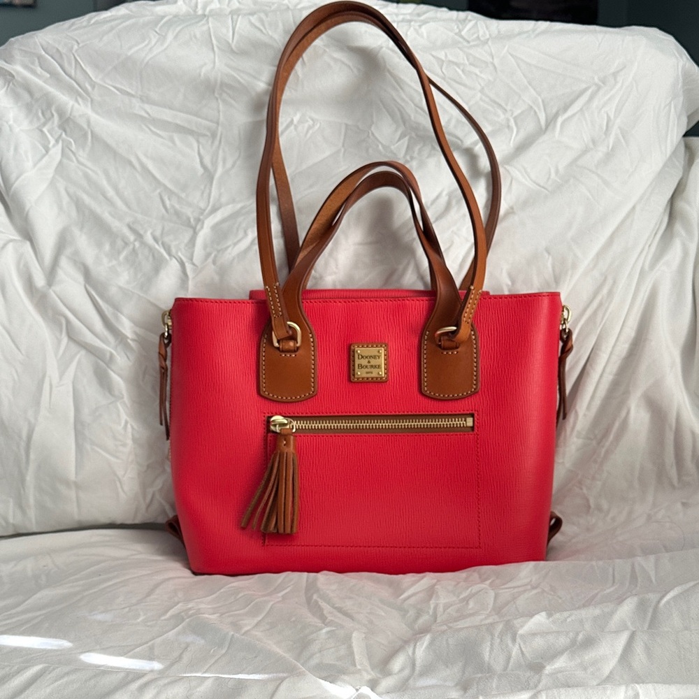 Dooney & Bourke Red and Tan Leather Tote